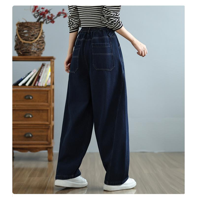 DIMANAF 2025 Autumn Winter Plus Size Jeans Women Thicken Flocking Warm Vintage Cotton Denim Long Pants
