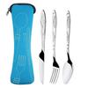 Portable Stainless Steel Steak Cutlery Set with Cloth Bag Flatware Sets Knife Fork and Spoon