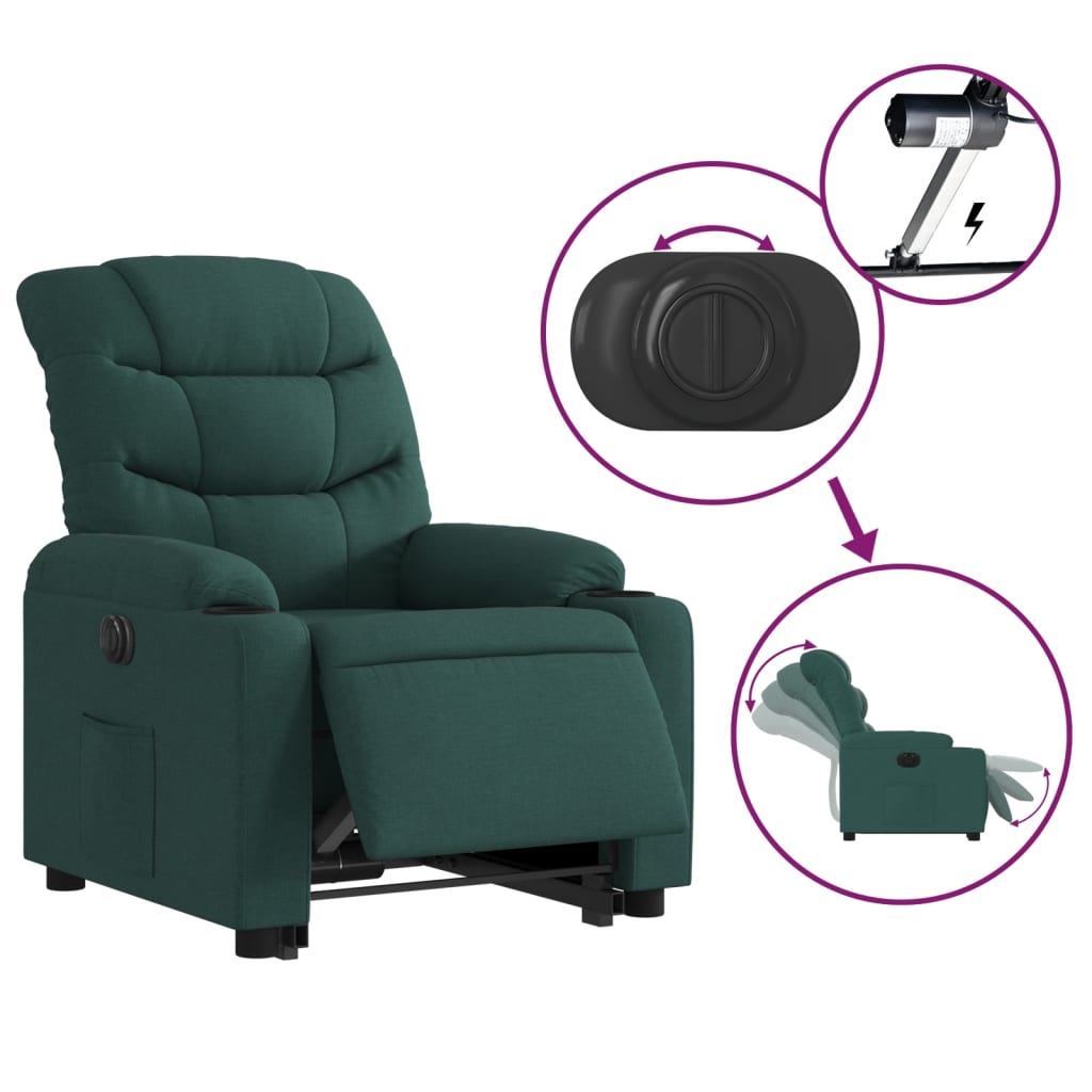 Vidaxl Lift Recliner Massage Chair, Electric, Reclining, Green
