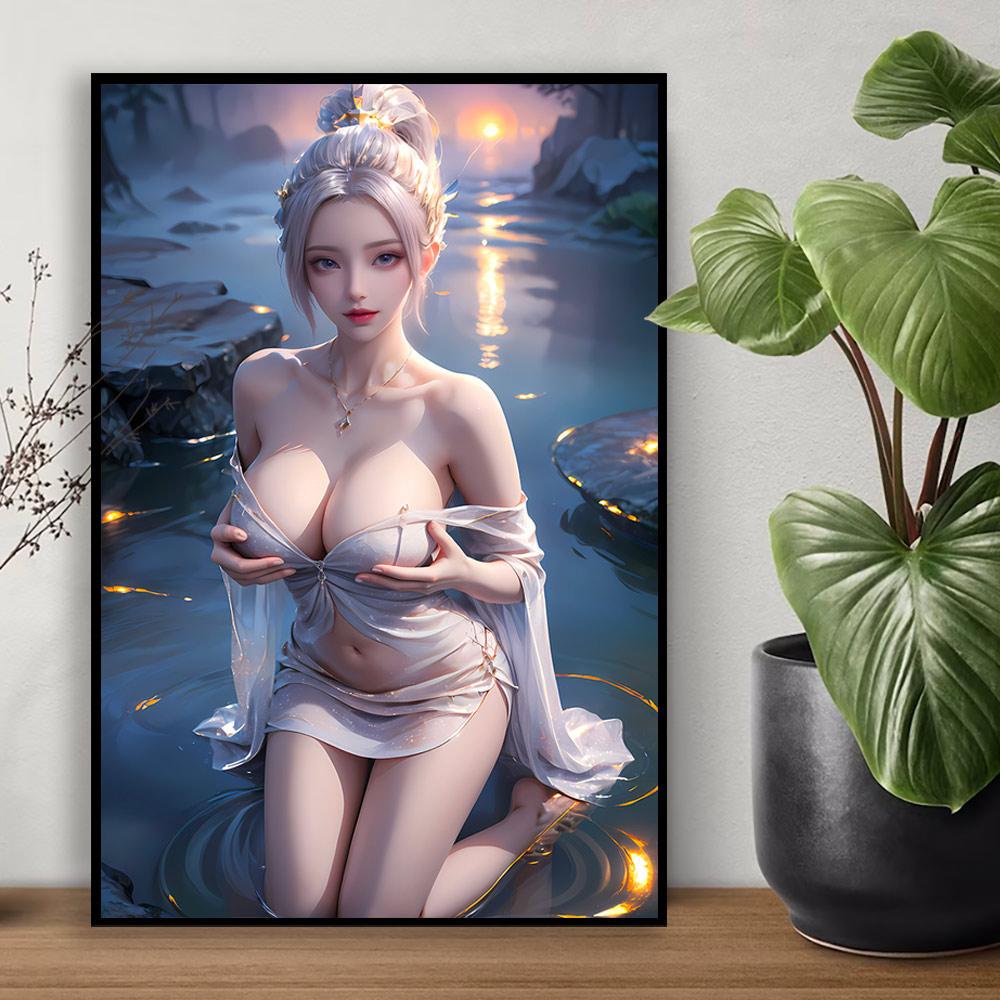 Frumusețe sexy chinezească antică HanYue necenzurat HD artă de perete pânză poster anime BTTH adult 18+ pictură decorare casă