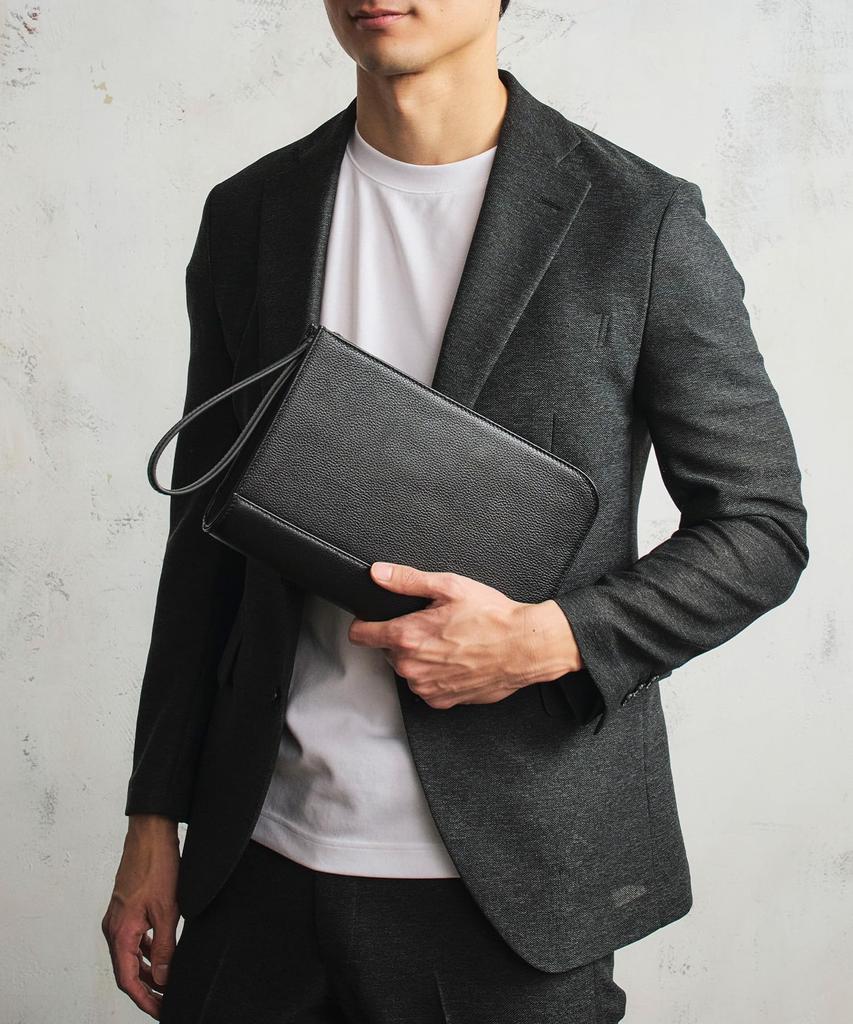 Shrink Leather Clutch Bag Second Ceremonial Genuine [Milagro] (Men's Bag, Bag, Black, Formal, Handbag, Bridal, Occasions, Leather, Black, Men's)