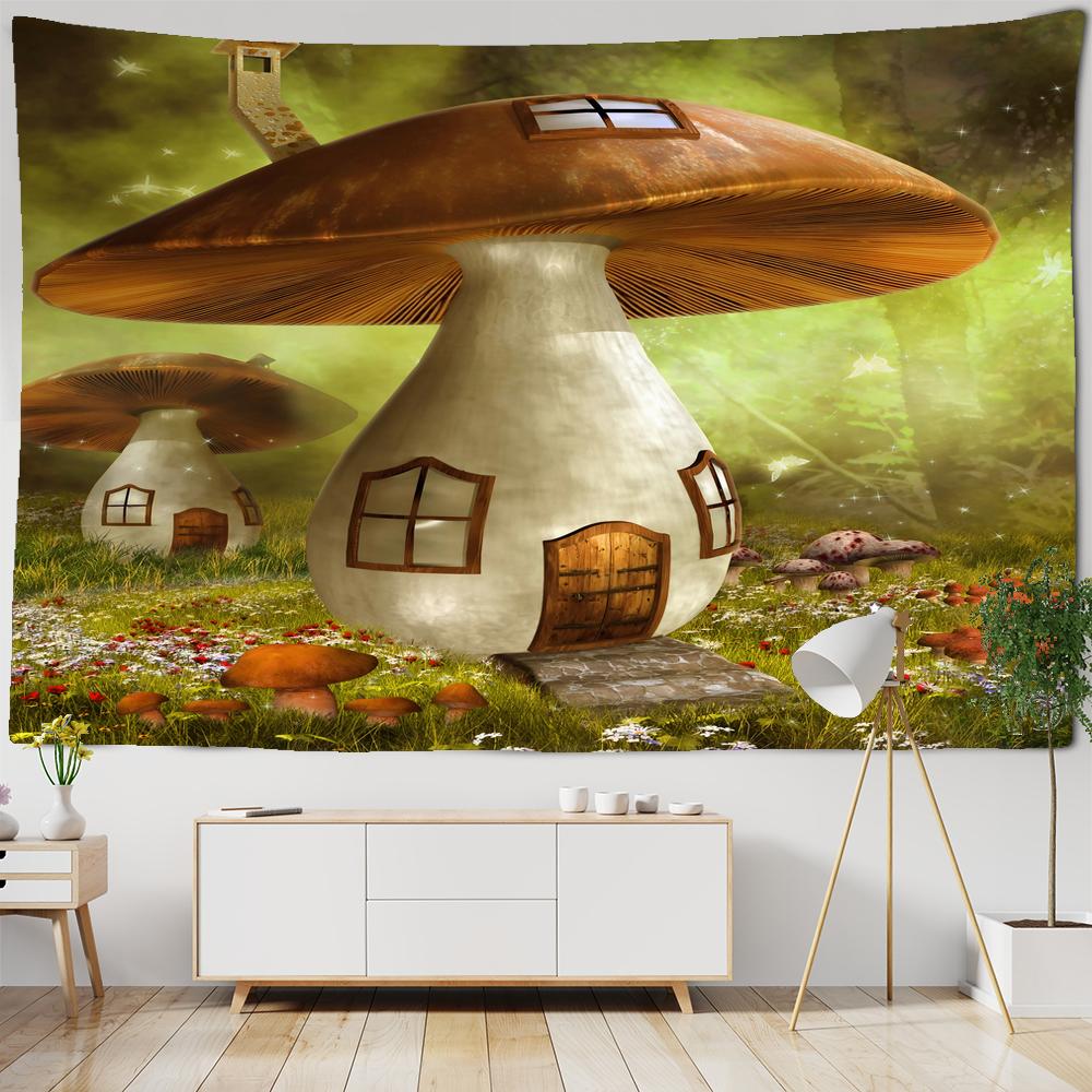 

Сказочный лесной гобелен настенный гобелен фэнтезийные волшебные деревья дом в сказочной стране гобелен для декора детской комнаты ткань для вечеринки W150xH130cm