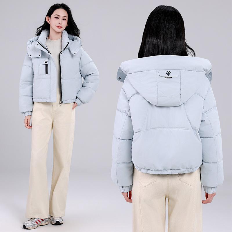 Sports style fashion casual hooded down cotton short cotton clothes women's winter warm zipper loose jacket bread clothes