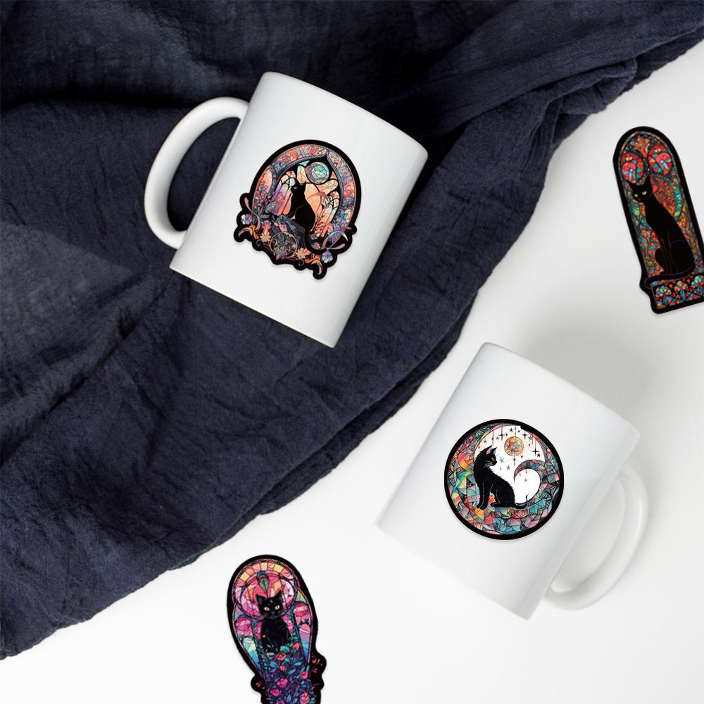 50 BUC Autocolante Gotice Negru Închis Pisică Lună Cool Halloween Tarot Decalcomanii Goth DIY Album Foto Sticlă Telefon Bagaj Mașină Autocolant