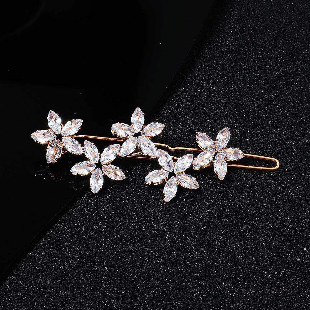 Fashion Barrette Cubic Zirconia Leaf Hair Clips for Women Accessories Bridal Wedding Hair Jewelry Party Bride Headpiece