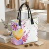  Floral Watercolor Heart Pattern Canvas Tote Bag for Daily Use