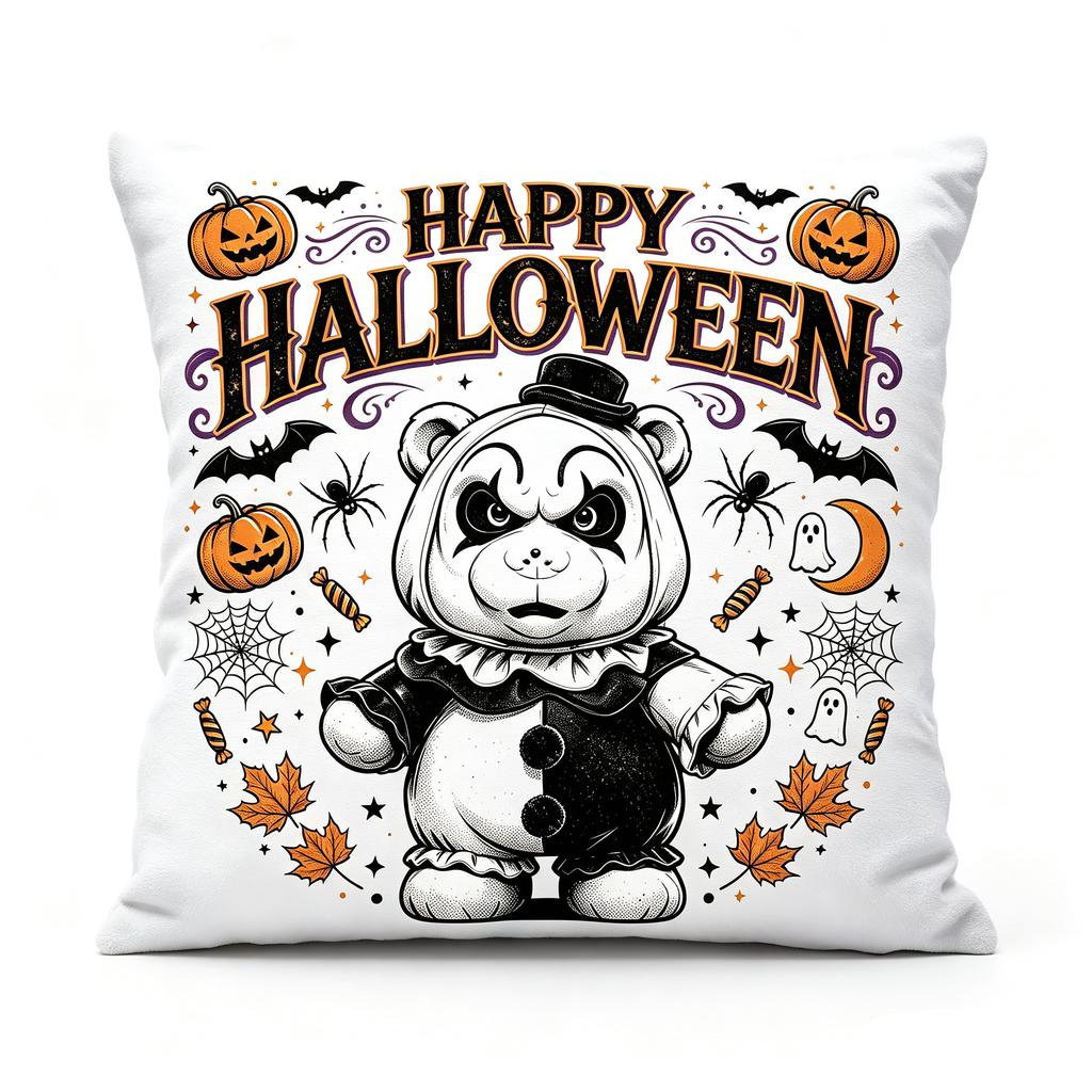 Vintage Halloween Funny Bear Costume Print Short Plush Throw Cover, Single Side, 4545 cm (1818 Inch ) for Couch Bedroom Decor