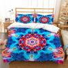 Microfiber Fabric Boho Bedding Sets, Boho Duvet Cover Set, Queen Size, 3D Print, Datura Mandala Flower, 220x240, Comforter
