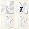 Girls Cotton Blouse Short Puff Sleeve White Shirt With Bow Kids School Uniform Top For Little Girls