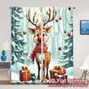 2pcs,Curtains Cute Reindeer Christmas Forest Gifts (2) Chic Pattern Curtains Prints Light Filtering Curtains Festive Suitable