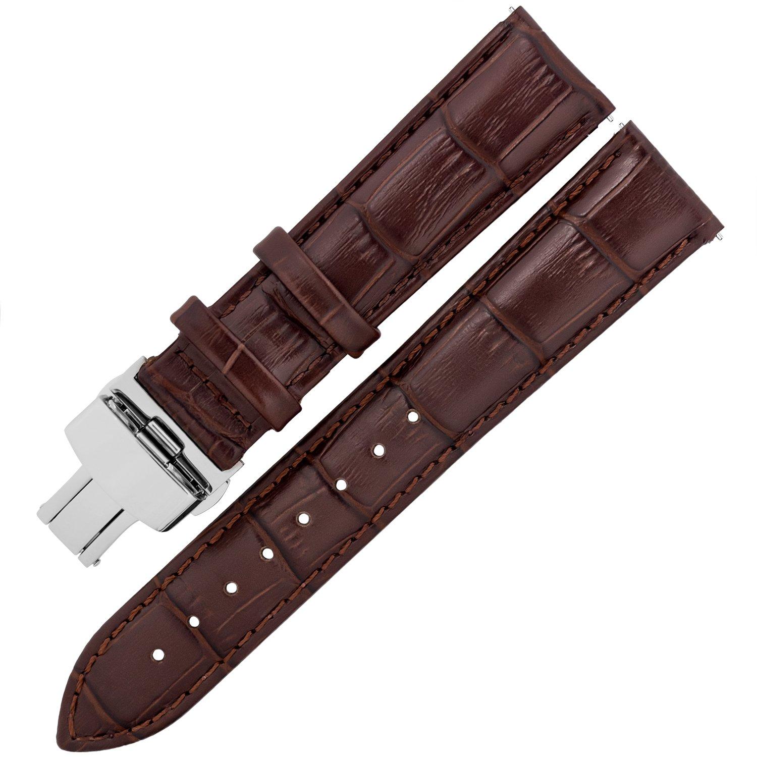 

[TONCHARME] Toncharme Watch Strap, Crocodile Embossed, Replacement, EASY CLICK, Genuine Leather, Push Button Closure, Butterfly Clasp, 12-24mm (20mm,