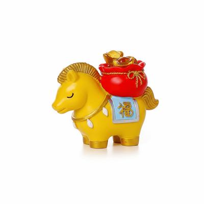 Creative Horse Figurine Cute Resin Fortune Zodiac Horse Can Have Change Luck New Year Mascot Lucky Bag Ingot Gift Giving