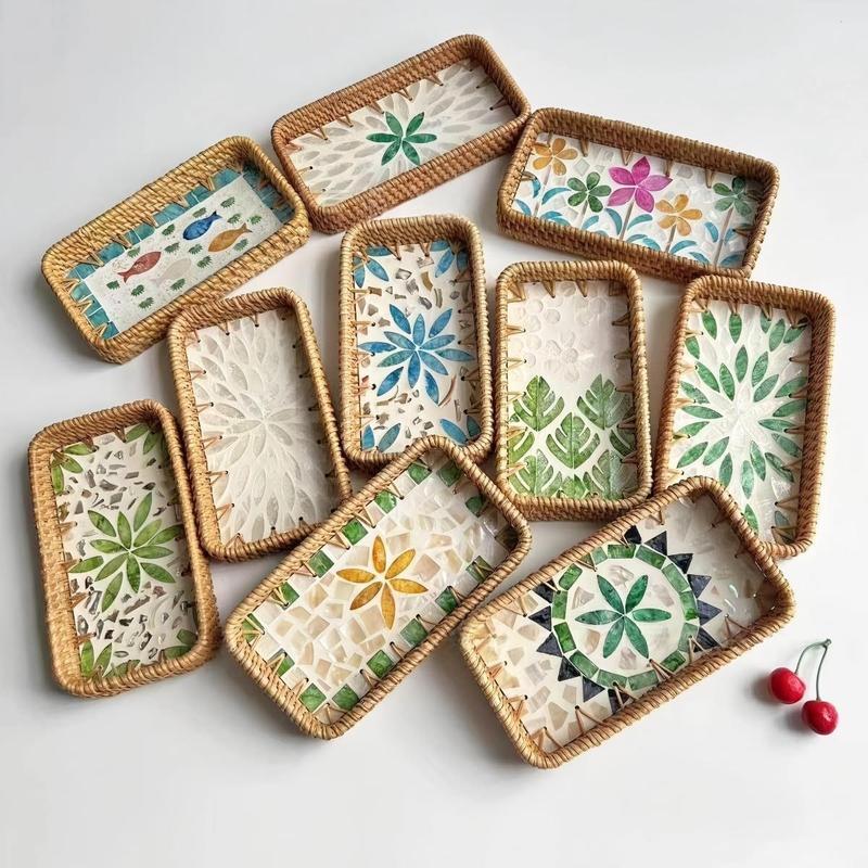 Hand-Woven Rattan Shell Storage Basket