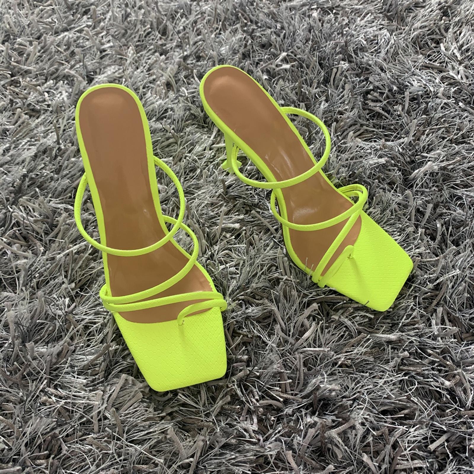 

Женская обувь, однотонная летняя обувь на высоком каблуке на тонком каблуке, босиком с застежкой на носок 36 жёлтый