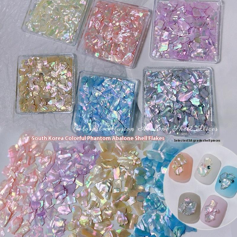 Nail Art Symphony Abalone-Muschelblatt, fein poliert, mittlere Größe, Farbe, ultradünn, Aurora Symphony, natürliche Muschel-Pailletten-Dekoration