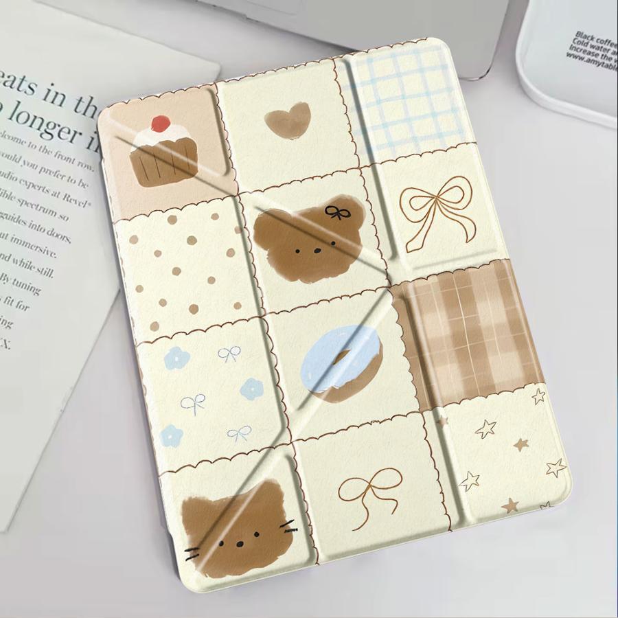 Bear Pattern Holder Cover Tablet Case For iPad Pro 11th 10th 9th 8th 7th 12.9inch Air 4 5 M3 M2 1 2 M4 11inch Mini 6 7 Pro 2025