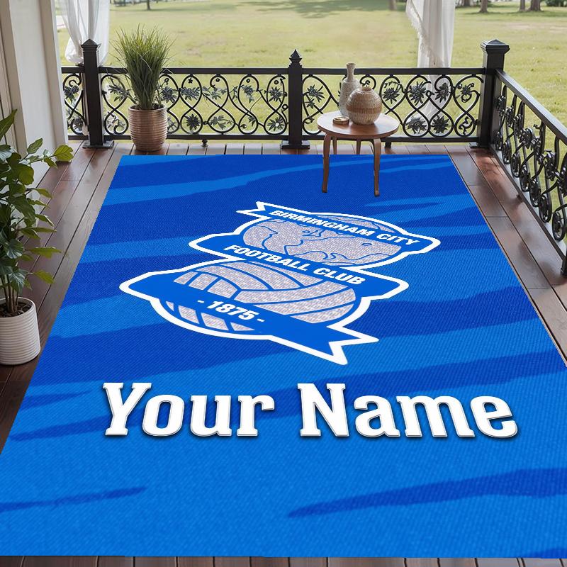 Custom Name Birmingham City Crystal Velvet Floor Rug Personalized Text Soft Carpet Home Decor