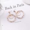 Women Fashion Broken Diamond Big Circle Star Design Earrings