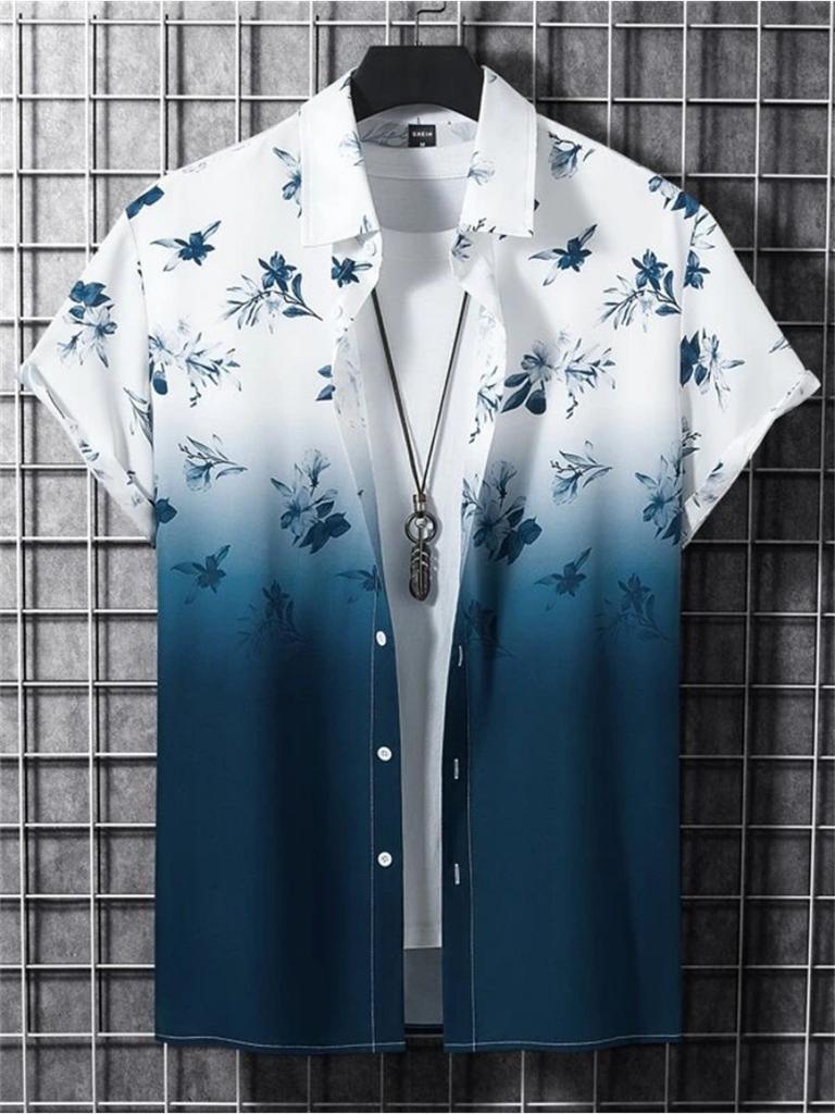 Stile Pianta Hawaiana Stampa 3D Camicie da Uomo Estate Festa in Spiaggia Manica Corta Uomo Top Traspirante da Esterno Moda Abbigliamento da Strada