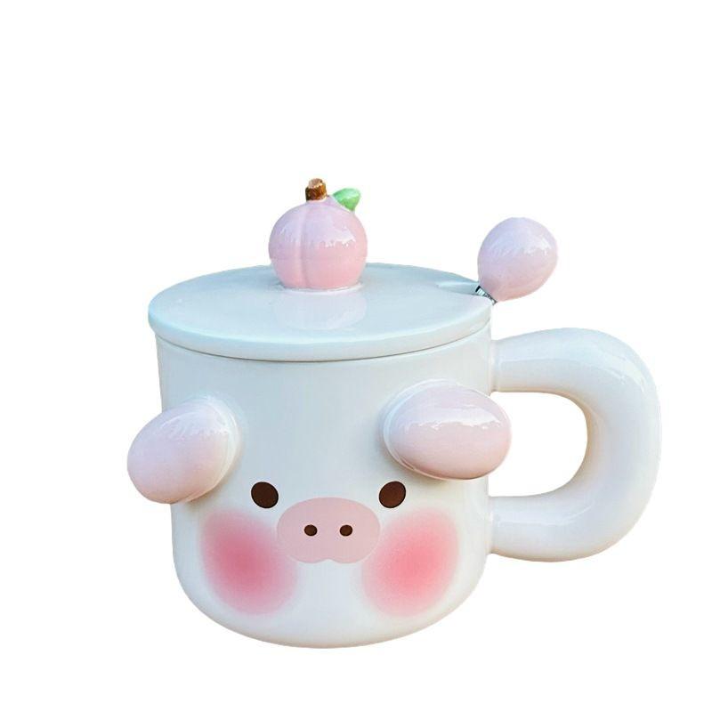 Cute Pig Souvenir Gift Cup Ceramic with Lid Mug Large Capacity Water Cup Birthday Gift Girl Couple Cup