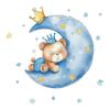 Moon Star Sleeping Bear Children's Room Sticker Living Room Bedroom Decoration Self-Adhesive Wall Sticker