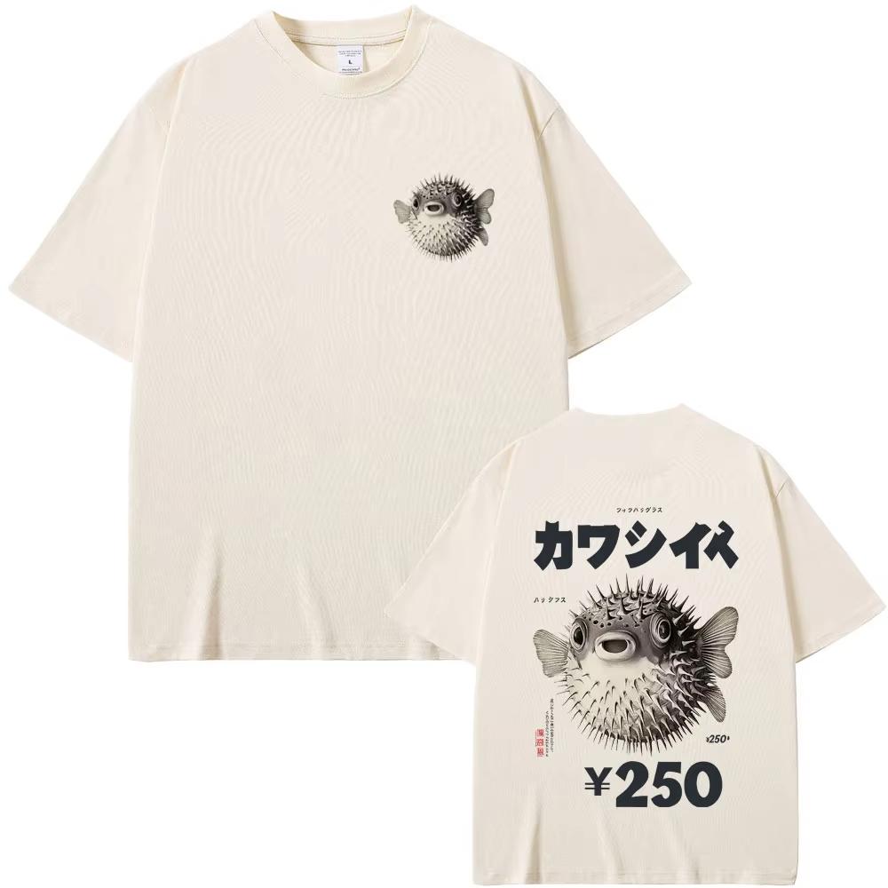 Fish Ramen Graphic T Shirts Men Women Funny Vintage Japanese Style T-shirt Man Short Sleeve T-shirt S