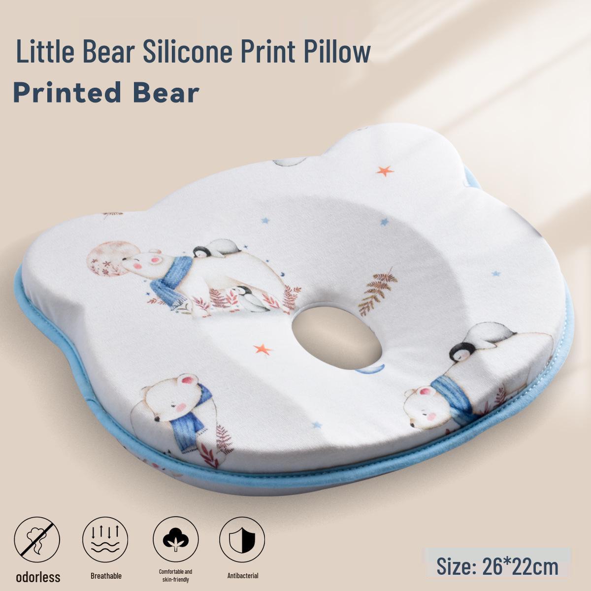 Newborn Head Shaping Pillow for Flat Head Prevention, 0-6 Months, One-Piece Silicone Design. 26*22*1-3cm