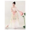 Verbessertes Hanfu Klassisches Tanzkostüm für Damen, Fließendes Chiffon Ruqun Set mit Lotusdruck, Tanzkleidung im Tang-Dynastie-Stil für Bühnenauftritte