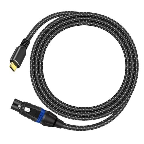 USB C Microphone Cable, USB C to XLR Recording Cable, Low-Noise Studio, Balanced Connection for Condenser Microphones, AV Amplifiers, Speakers, and Ot