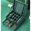 Elegant Emerald Velvets Jewelry Case Antique Inspired Designs Secure Storage Compartments For Rings Earrings Chains