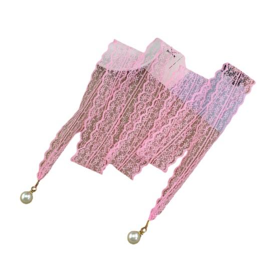 Women Lace Belt Hollow Design Lightweight Breathable Adjustable Waist Slimming Non-Fading Imitation Pearl Pendant Belt