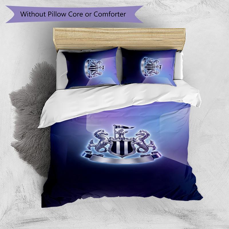 Set Lenzuola Stampato Newcastle United Football 3 Pezzi, Comodo Set Copripiumino per Camera da Letto Amico della Pelle