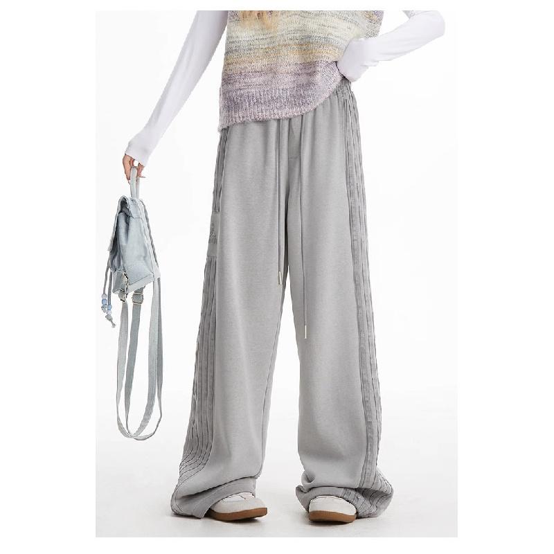 New street dance striped sports pants for women 2026, jazz dance long pants, wide-leg straight pants