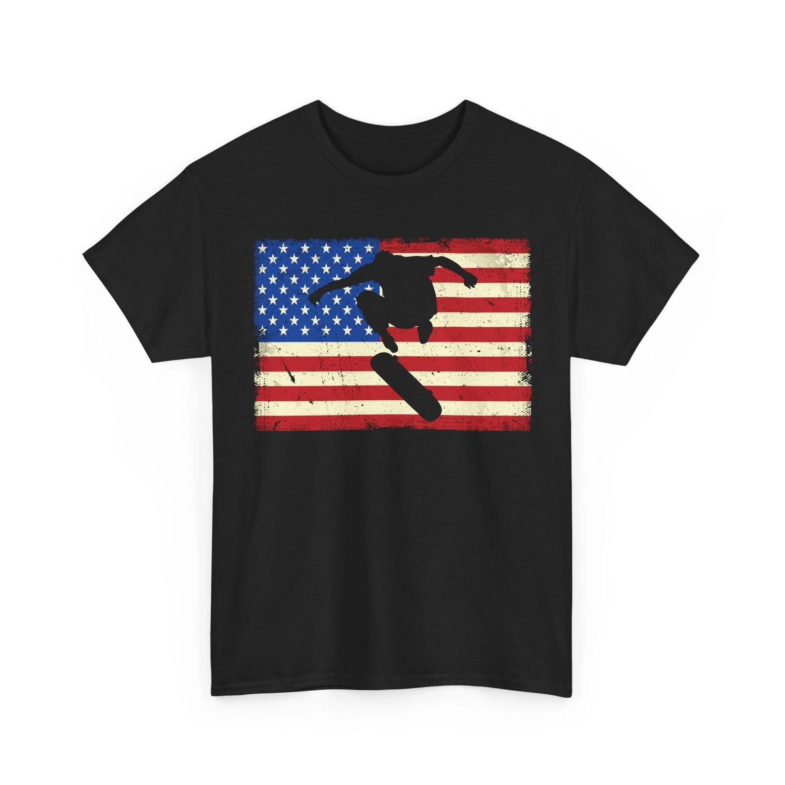 Skater American Flag Shirt, Skateboarding Skating Lovers Women Men Shirt M