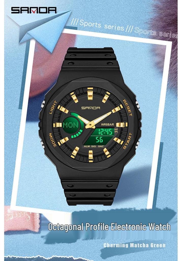 Sanda Trendy Luminous Waterproof Multifunctional Unisex Electronic Watch