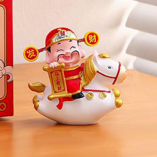 Čínské zvěrokruhové koňské sošky Rok koně Roztomilá otočná figurka koně Pryskyřice Šťastná Feng Shui ozdoba pro domácnost, kancelář, obchod Stolní dekorace