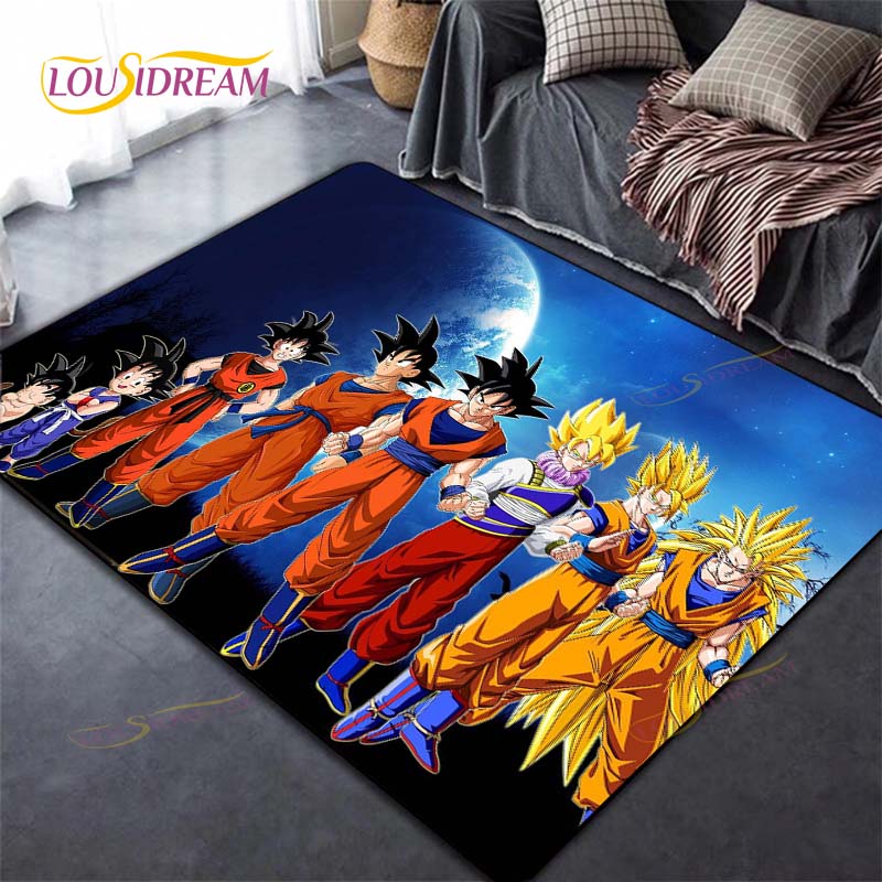 Alfombra antideslizante con dibujos de Dragon Ball Goku para suelo, alfombra cuadrada de calidad para habitación, suelo de baño y cocina extraíble, alfombra impermeable