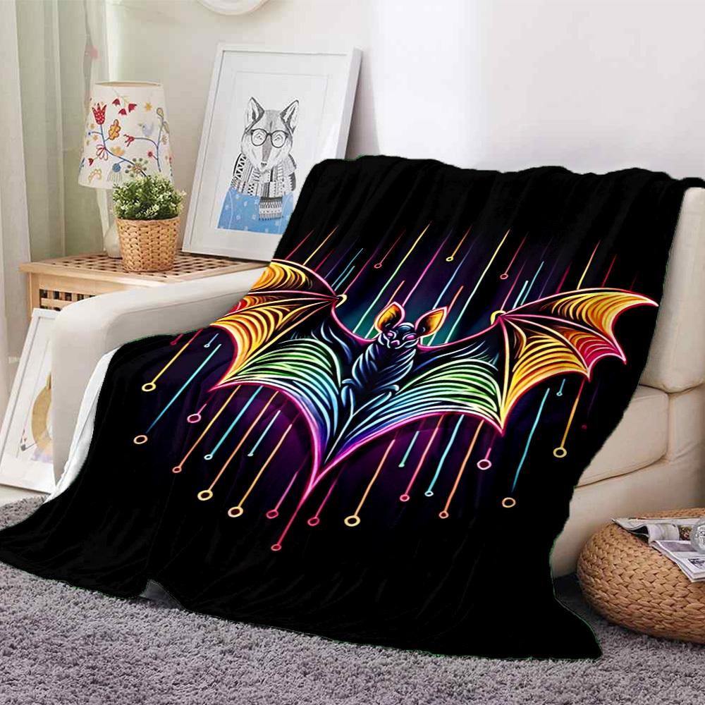 1PC Neon Bat Print Blanket, Throw For Sofa, Bed, Travel, Printing Blanket With Soft And Warm Fabric yy250918140