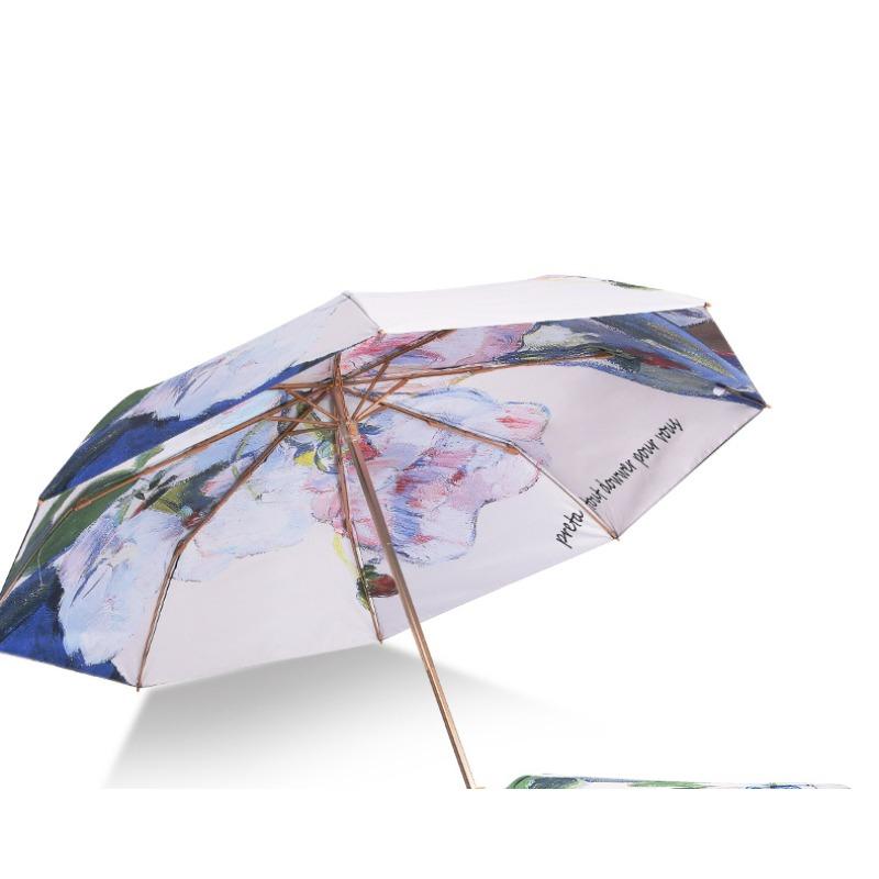 

Новый маленький свежий ручной зонт двусторонний цветной зонт от солнца трехслойный солнцезащитный зонт для любой погоды