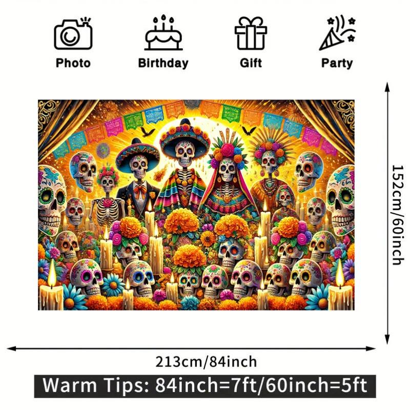 1pc Day of the Dead Celebration Art Tapestry Classic Weaving Wall Decoration Suitable for Indoor and Outdoor Parties