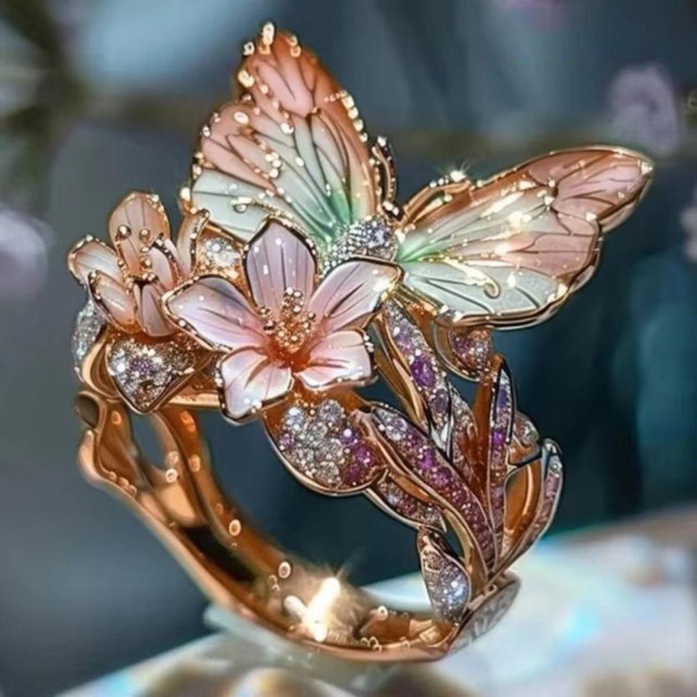 Crafts Vintage Rings Jewelry Accessories Finger Decorations Fashion Butterfly Ring