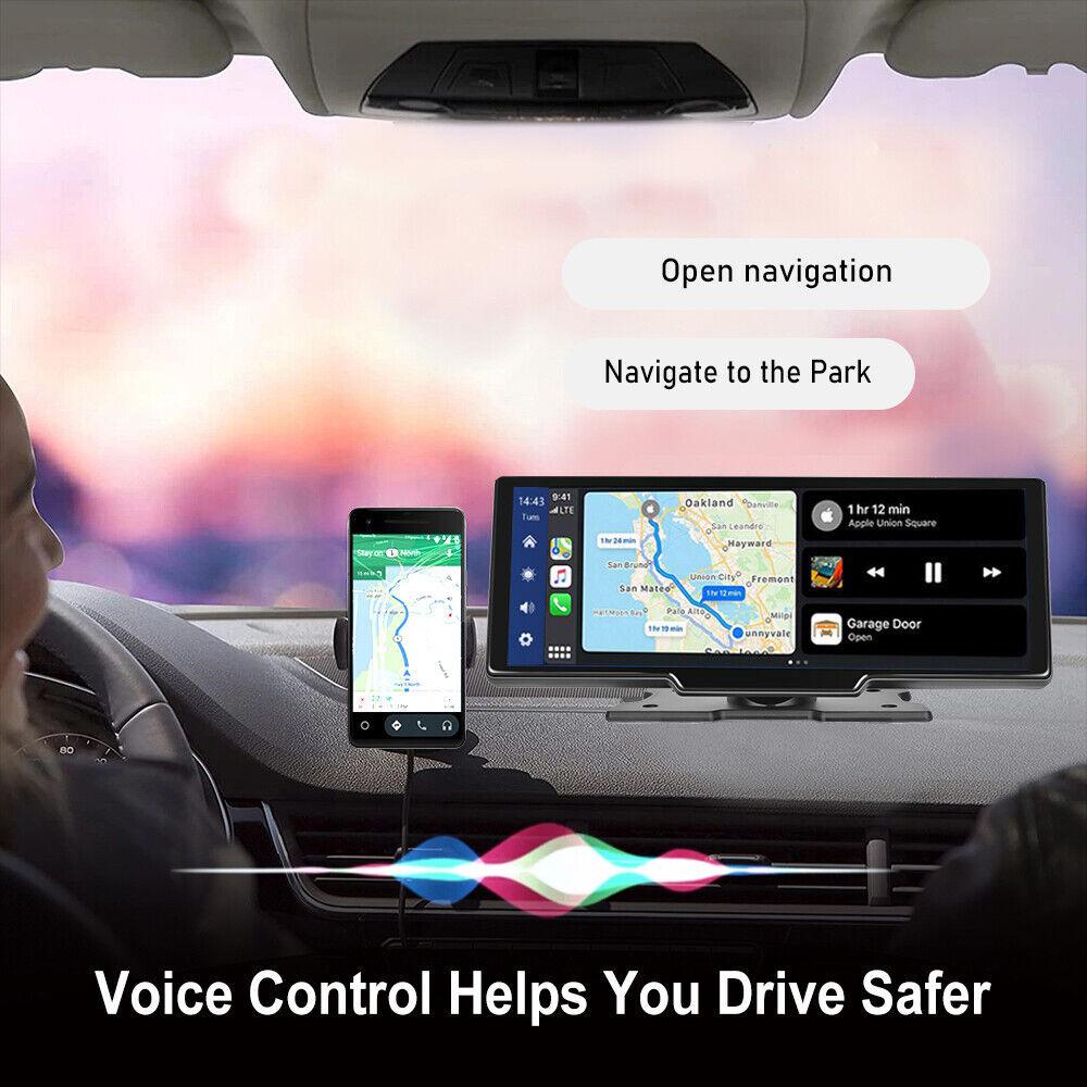 4K Ultra HD Wireless CarPlay Unit, Built-In Optical Sensor WiFi GPS Navigator + Dual Recording Vehicle Dashcam