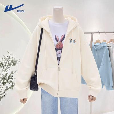 Women's Loose Fit Hooded Cardigan Sweatshirt