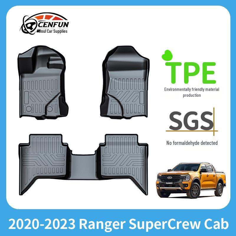 Eco-Friendly TPE All-Weather Floor Mats for 2020-2023 Ranger SuperCrew Cab