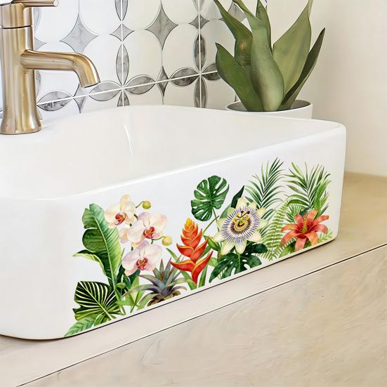 Green Potted Plants Wall Stickers Peel And Stick Floral Plants Vines Wall Art Decor for Living Room Bedroom Office