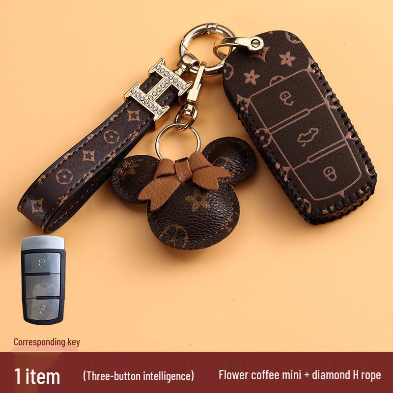Volkswagen Car Key Cover for Sagitar, Bora, Lavida, T-Roc, Tiguan L, Golf 8, Tayron, POLO with Women's Bag Buckle
