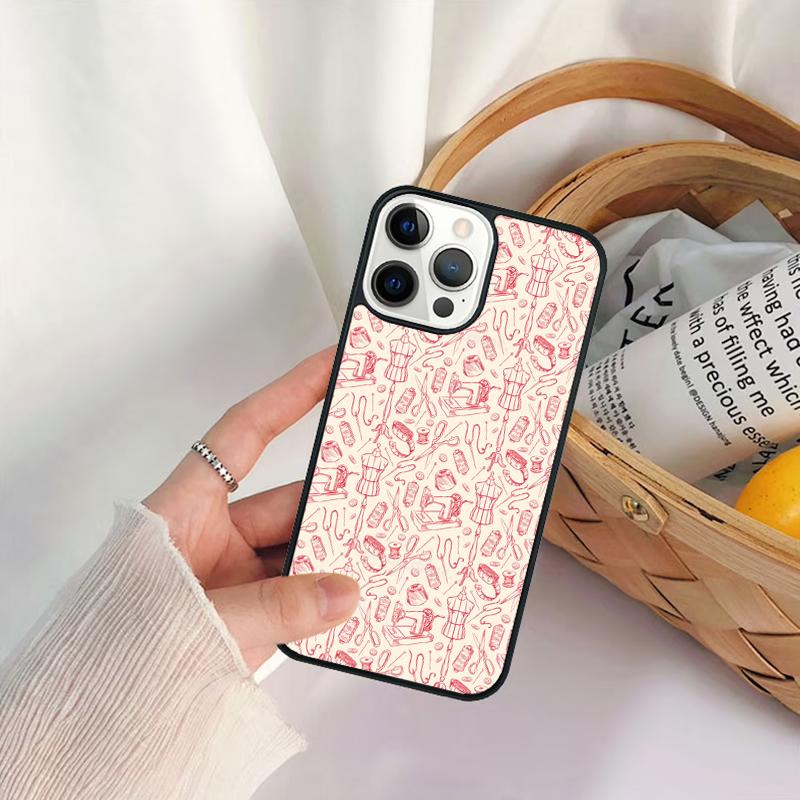 sewing machine tailor elements pattern Phone Case For iPhone 17 Air 16 15 14 11 12 13 Pro MAX Plus coque Cover