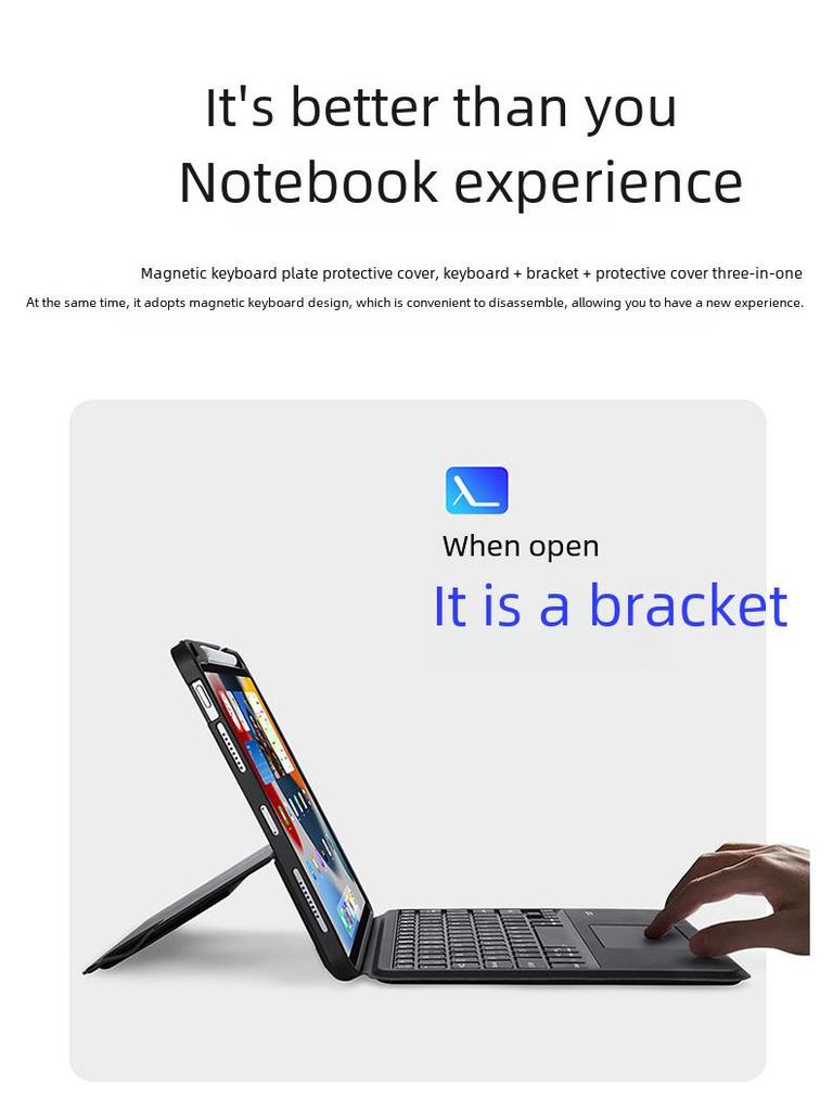 Wireless Bluetooth Keyboard and Magnetic Protective Cover for iPad Pro 11 and Air 6 (2024).