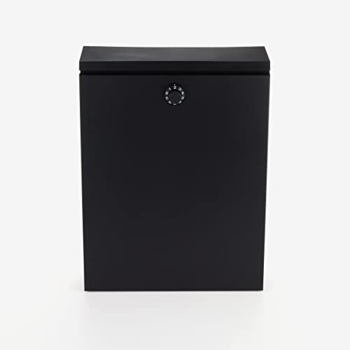 Green Life Wall-Mounted Steel Mailbox, Fits Mail and A4 Envelopes (No. 2), with Combination Lock, Simple and Stylish, Matte Black, FHD-01D(MBK)