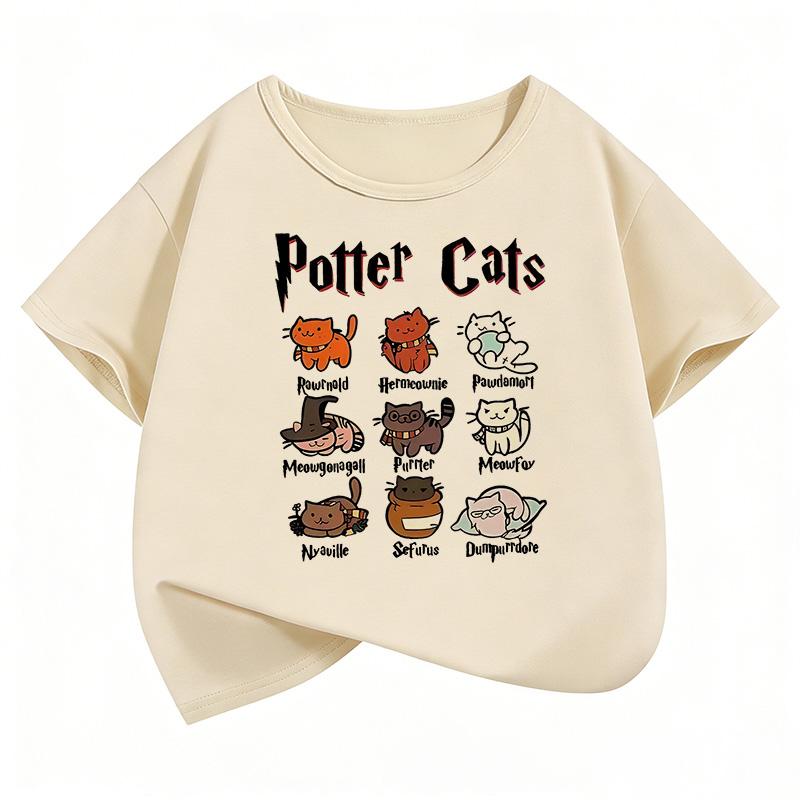 

Interesting Cat Pattern Children s T-Shirt Summer Short Sleeve Cartoon Animal Clothing Cute Kitten Top 100